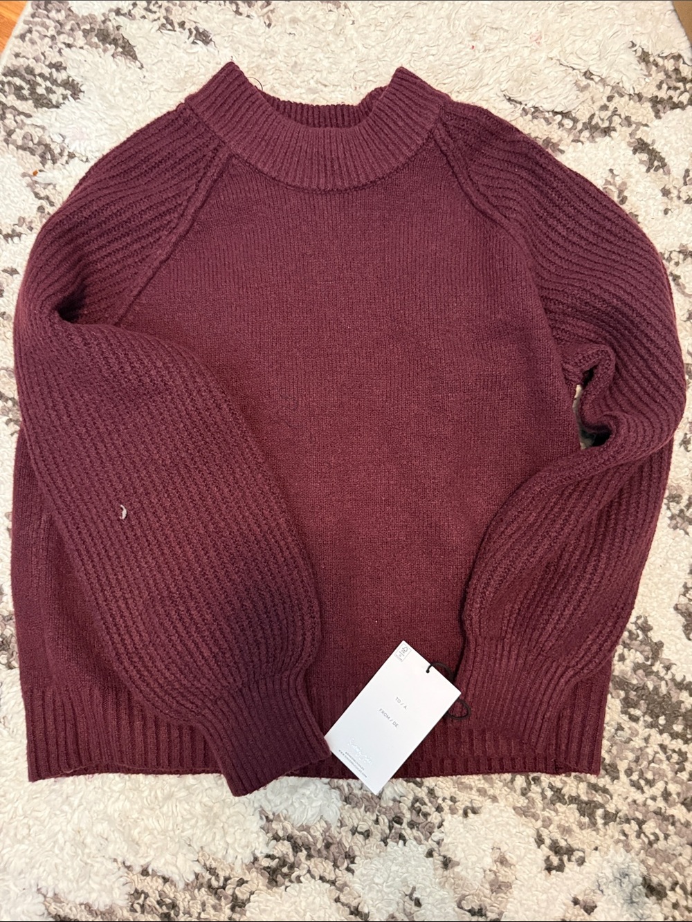 Sincerely Jules Chunky Crewneck Sweater in Wine